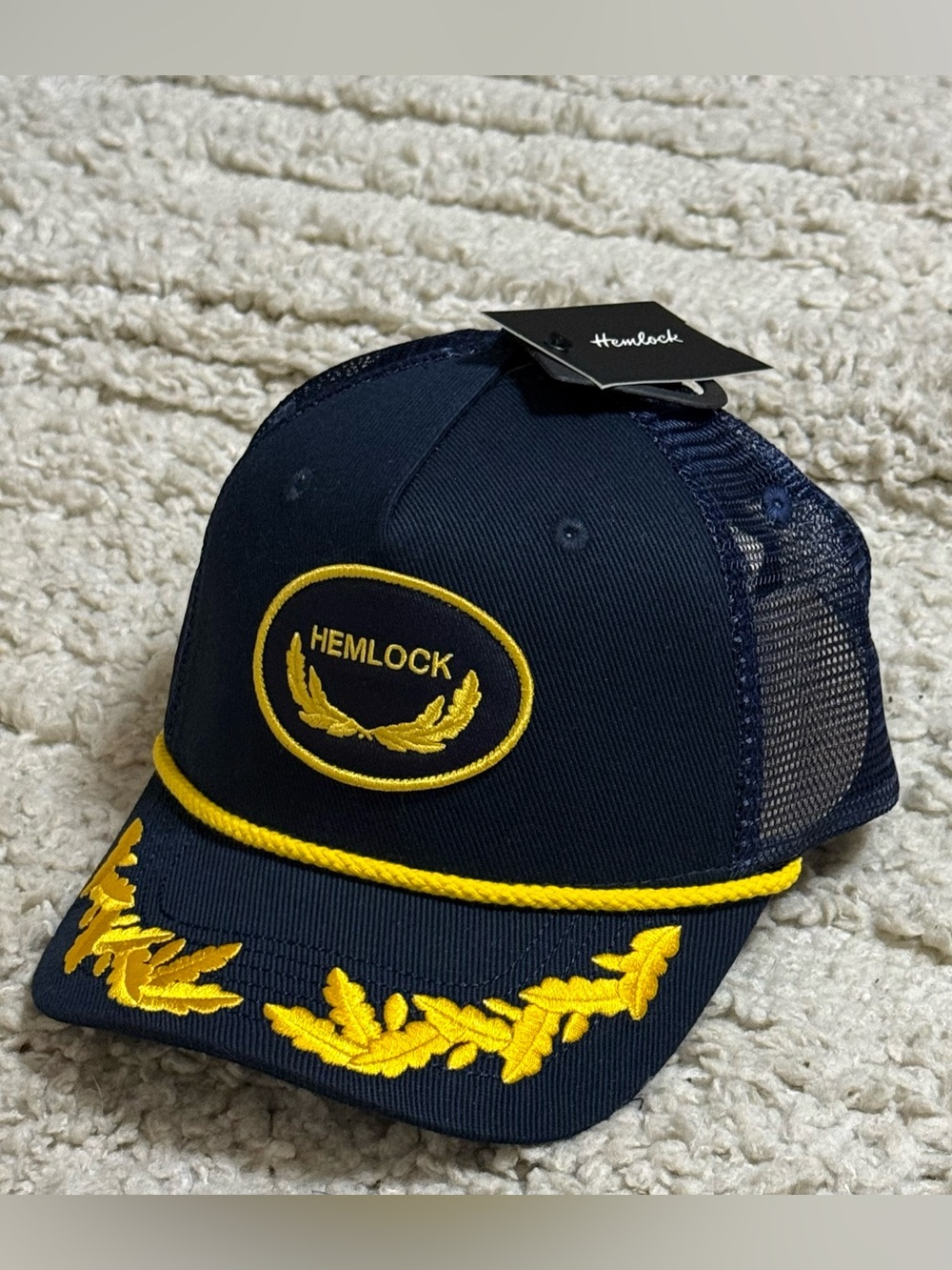 Hemlock Mens captain Embroidered Trucker Hat